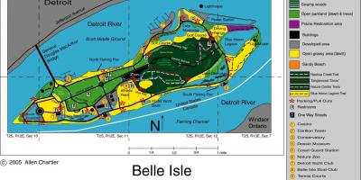 Mapę Belle-Isle w Detroit