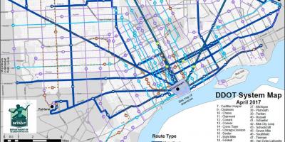 Mapa Detroit autobusów