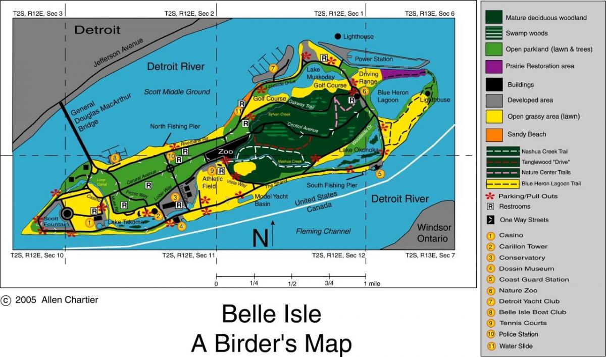 mapę Belle-Isle w Detroit