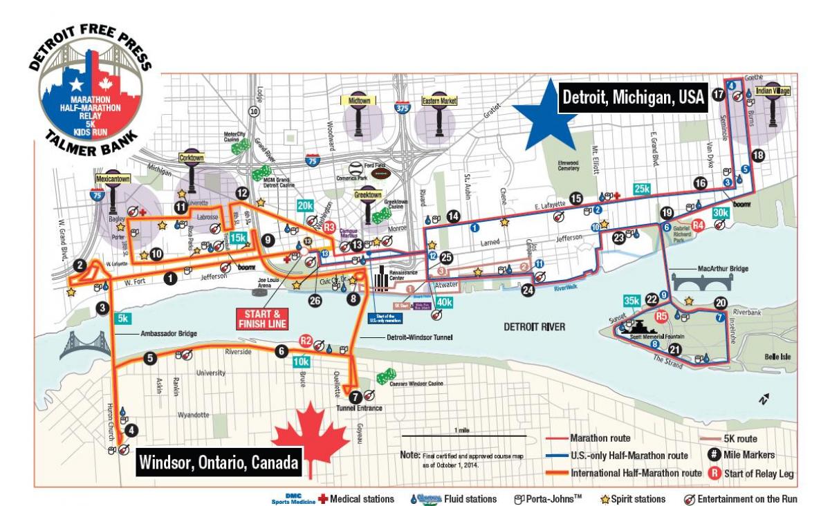 mapa Detroit maraton