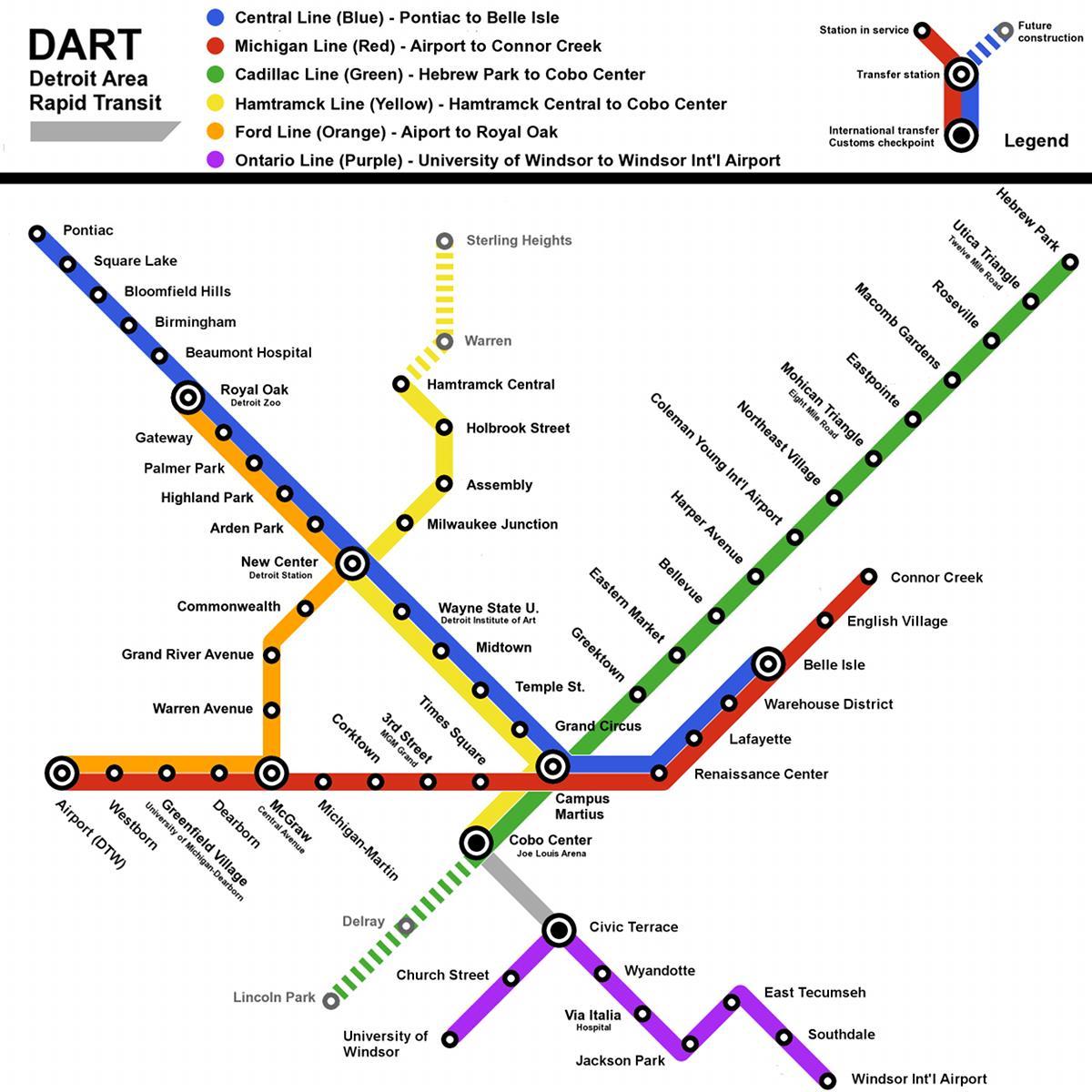 Detroit pociągu na mapie