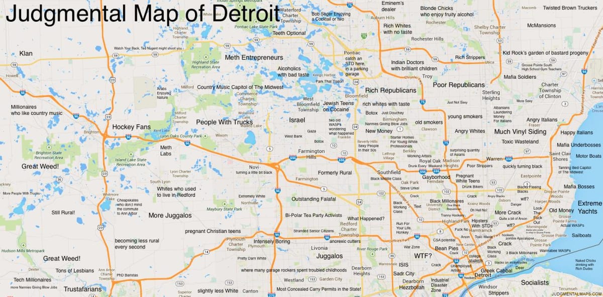potępiać mapie Detroit