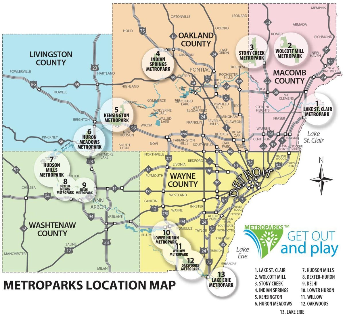 mapa powiatu w Detroit
