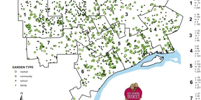 Mapa Detroit ogród